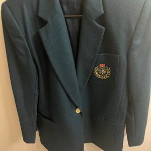 Herman Geist 100% pure Wool blazer deep green size 8 petite Herman Geist